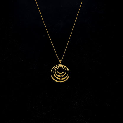 Gold Multiple Ring Necklace (Chain With Pendant) 21KT - FKJNKL21KM11807