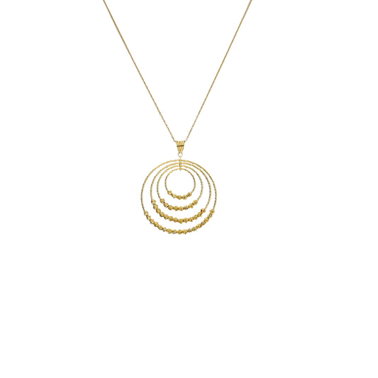 Gold Multiple Ring Necklace (Chain With Pendant) 21KT - FKJNKL21KM11807