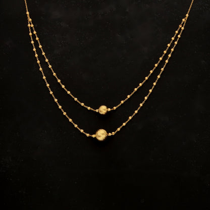 Gold Dual Bead Necklace 21KT - FKJNKL21KM11828