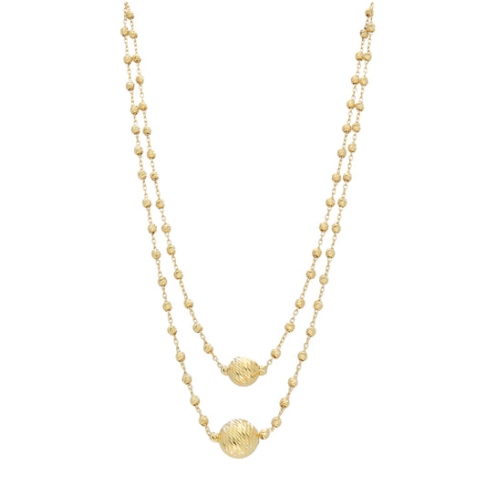 Gold Dual Bead Necklace 21KT - FKJNKL21KM11828