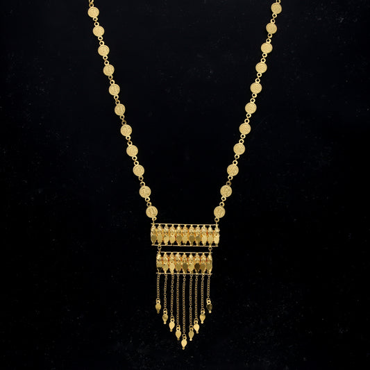Gold Ethnic Layered Necklace 21KT - FKJNKL21KM11829