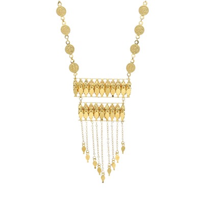 Gold Ethnic Layered Necklace 21KT - FKJNKL21KM11829