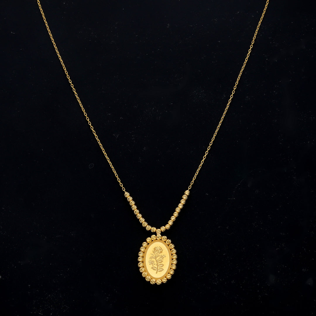 Gold Rose Motif Necklace 21KT - FKJNKL21KM11831