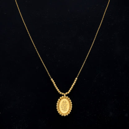 Gold Rose Motif Necklace 21KT - FKJNKL21KM11831