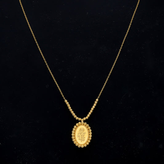 Gold Rose Motif Necklace 21KT - FKJNKL21KM11831