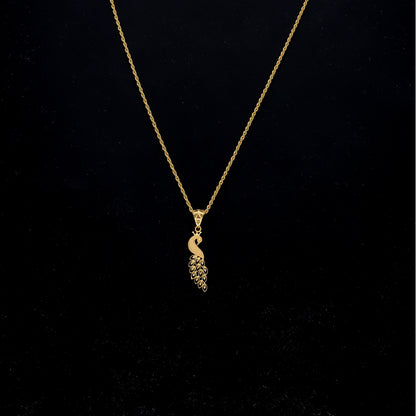 Gold Peacock Shaped Necklace (Chain with Pendant) 21KT - FKJNKL21KM11836