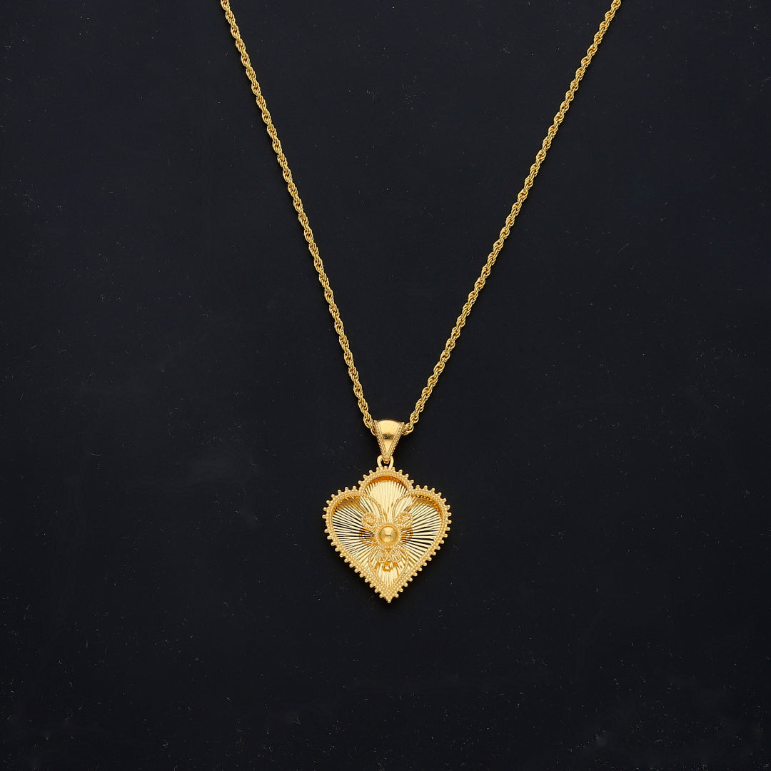Gold Leaf Shaped Necklace (Chain with Pendant) 21KT - FKJNKL21KM11837