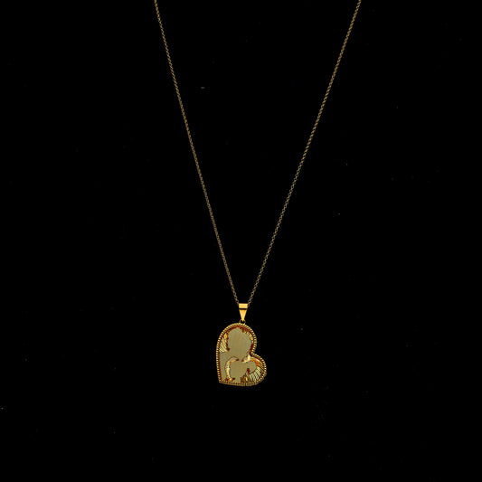 Gold Necklace (Chain with Mother & Daughter Shaped Pendant) 21KT - FKJNKL21KM11856