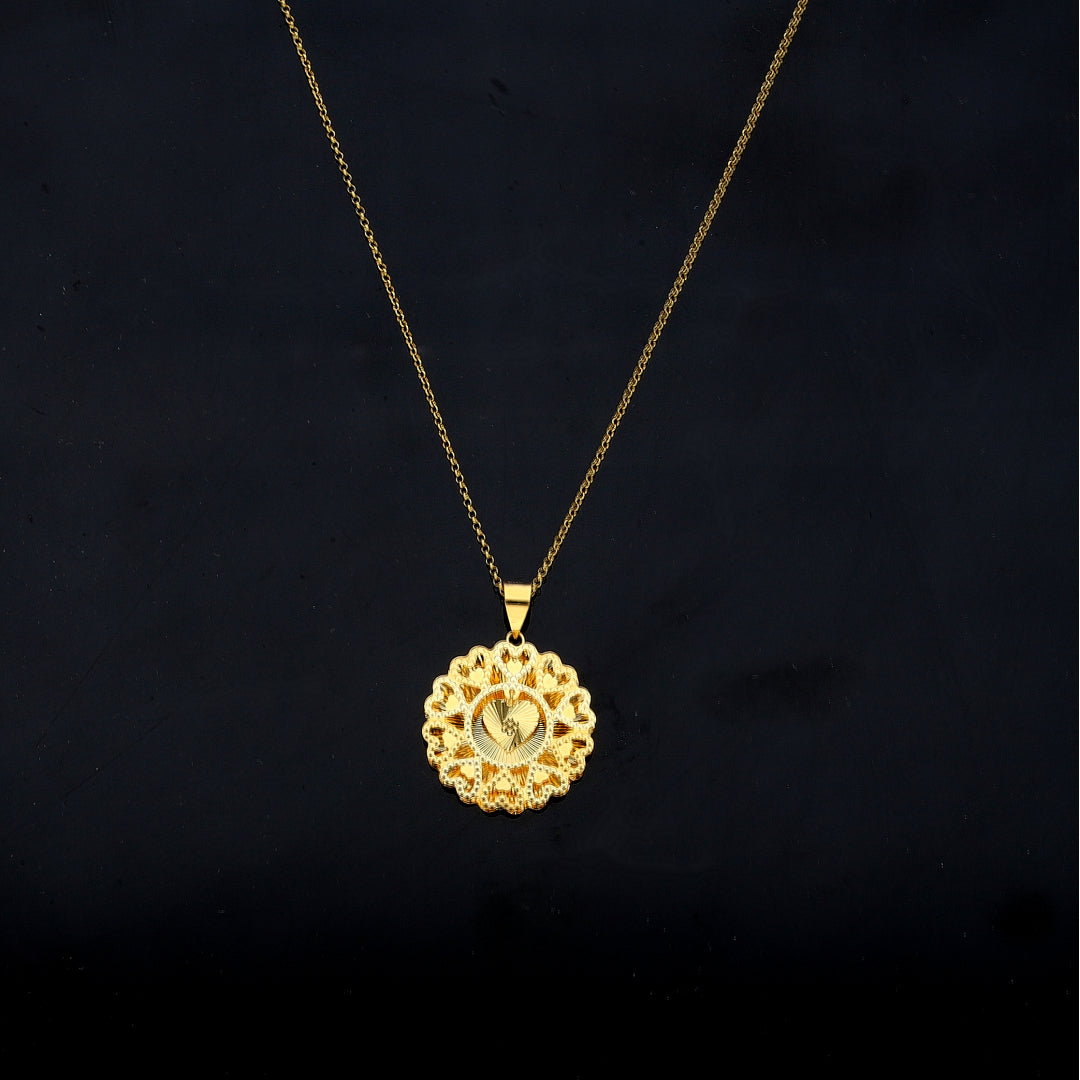 Gold Necklace (Chain with Flower Shaped Pendant) 21KT - FKJNKL21KM11857