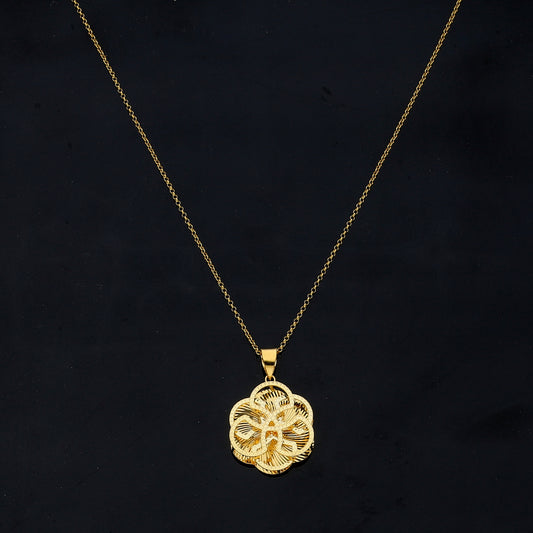 Gold Necklace (Chain with Elegant Flower Shaped Pendant) 21KT - FKJNKL21KM11859