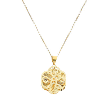 Gold Necklace (Chain with Elegant Flower Shaped Pendant) 21KT - FKJNKL21KM11859