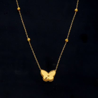 Gold Butterfly Shaped Necklace 21KT - FKJNKL21KM11877