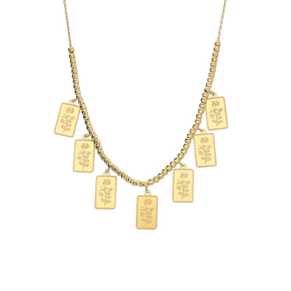 Gold Rose Bar Necklace 21KT - FKJNKL21KM11909
