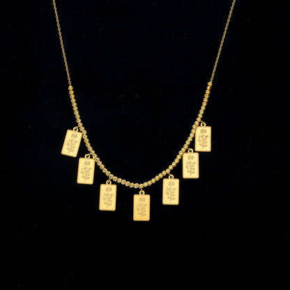 Gold Rose Bar Necklace 21KT - FKJNKL21KM11909