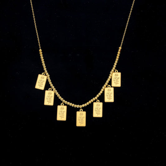 Gold Rose Bar Necklace 21KT - FKJNKL21KM11909