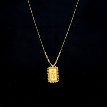 Gold Rose Bar Shaped Necklace 21KT - FKJNKL21KM11910