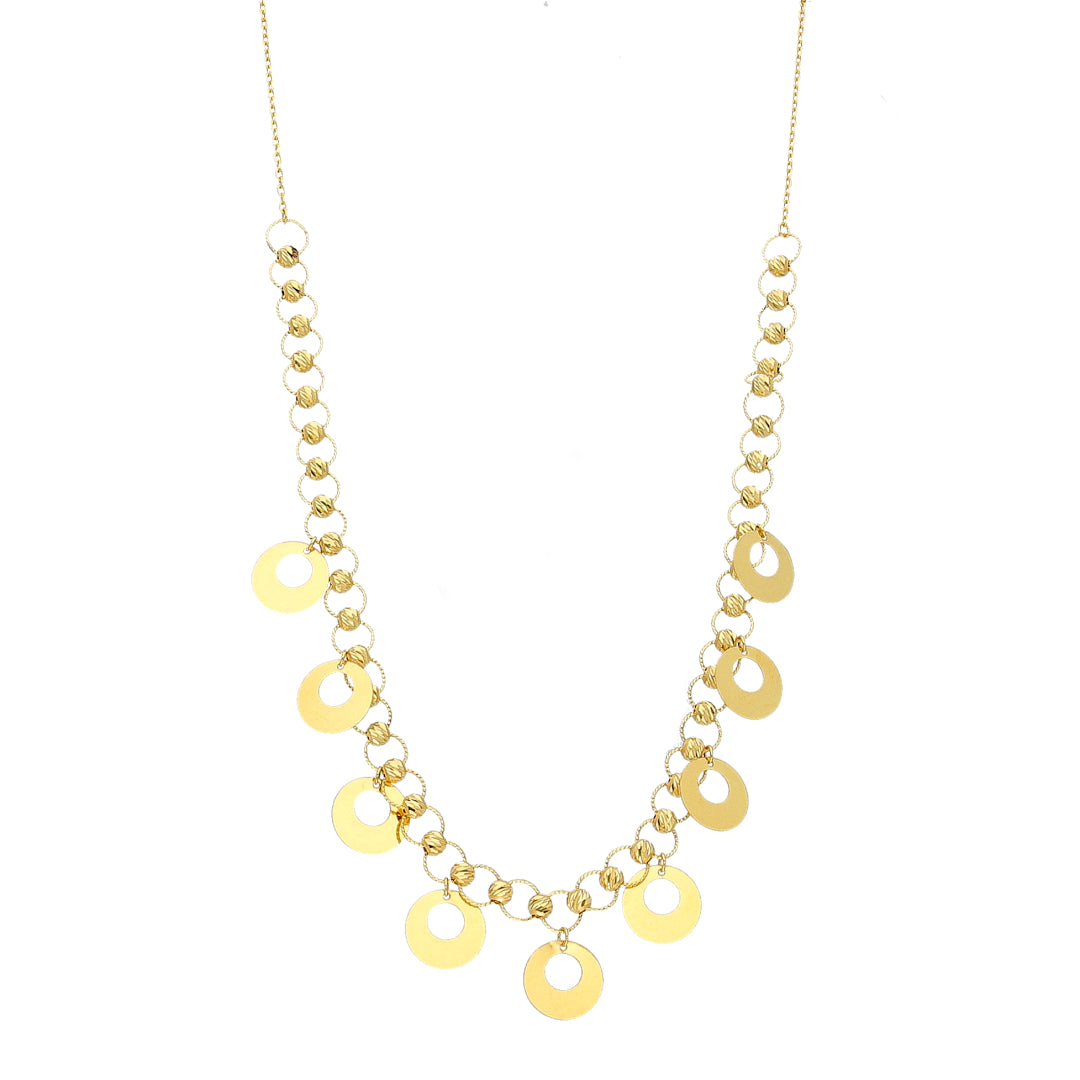 Gold Elegant Circles Shaped Necklace 21KT - FKJNKL21KM11913