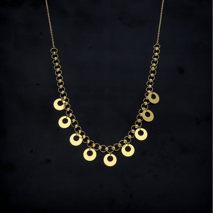 Gold Elegant Circles Shaped Necklace 21KT - FKJNKL21KM11913