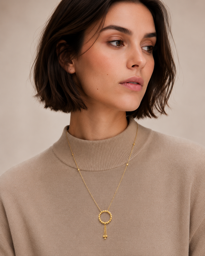 Gold Circle Shaped Necklace 21KT - FKJNKL21KM11914