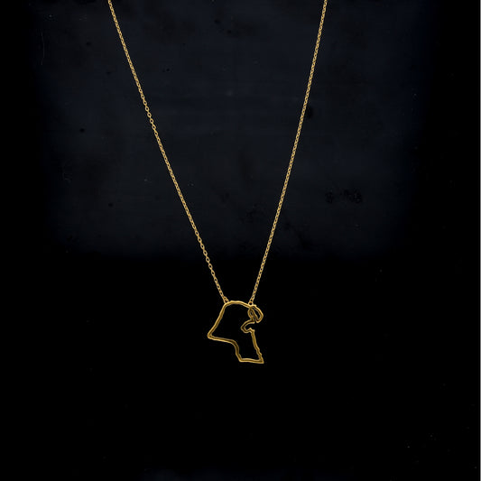 Gold Kuwait Map Shaped Necklace 21KT - FKJNKL21KM11915