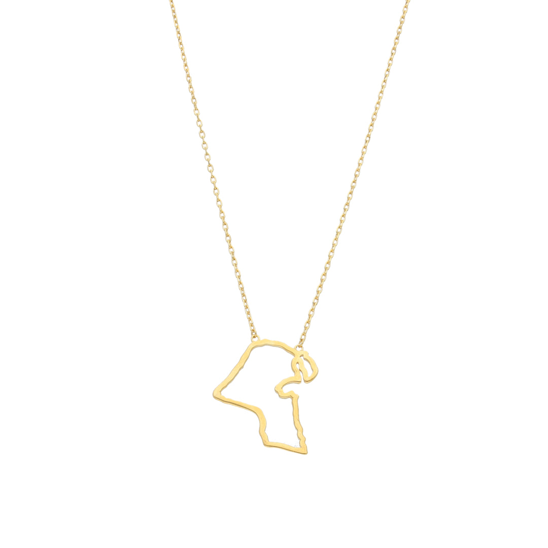 Gold Kuwait Map Shaped Necklace 21KT - FKJNKL21KM11915