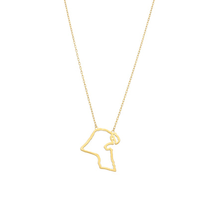 Gold Kuwait Map Shaped Necklace 21KT - FKJNKL21KM11915