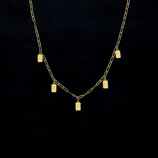 Gold Rose Charms Necklace 21KT - FKJNKL21KM11946