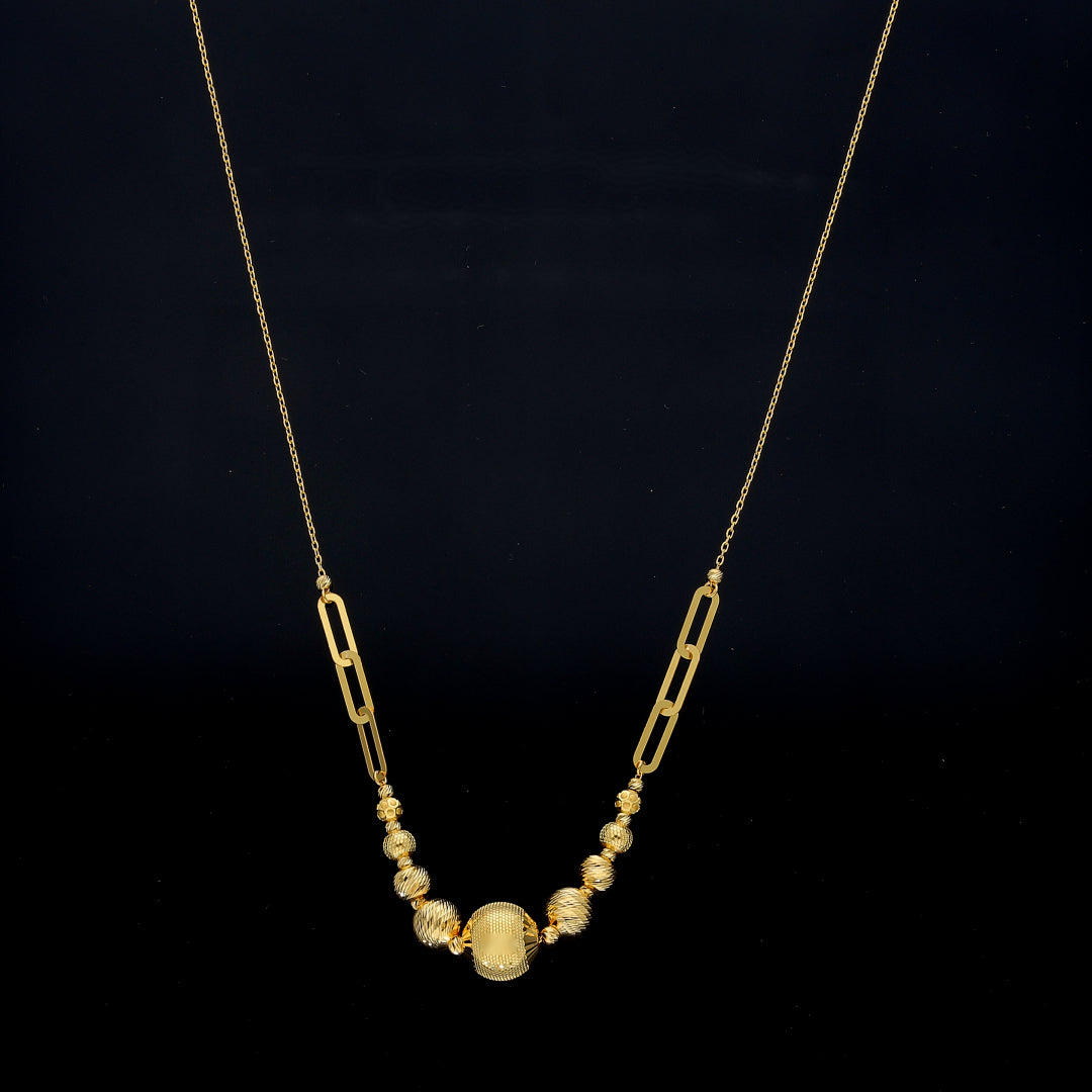 Gold Orb Elegance Necklace 21KT - FKJNKL21KM11984