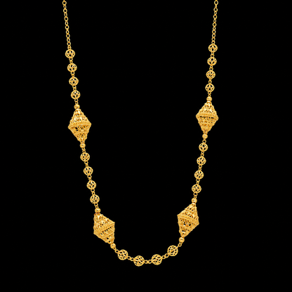 Gold Filigree Lantern Necklace 21KT - FKJNKL21KM11985