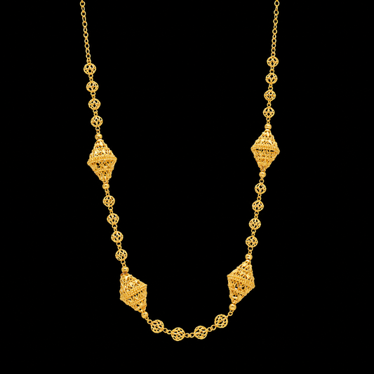 Gold Filigree Lantern Necklace 21KT - FKJNKL21KM11985