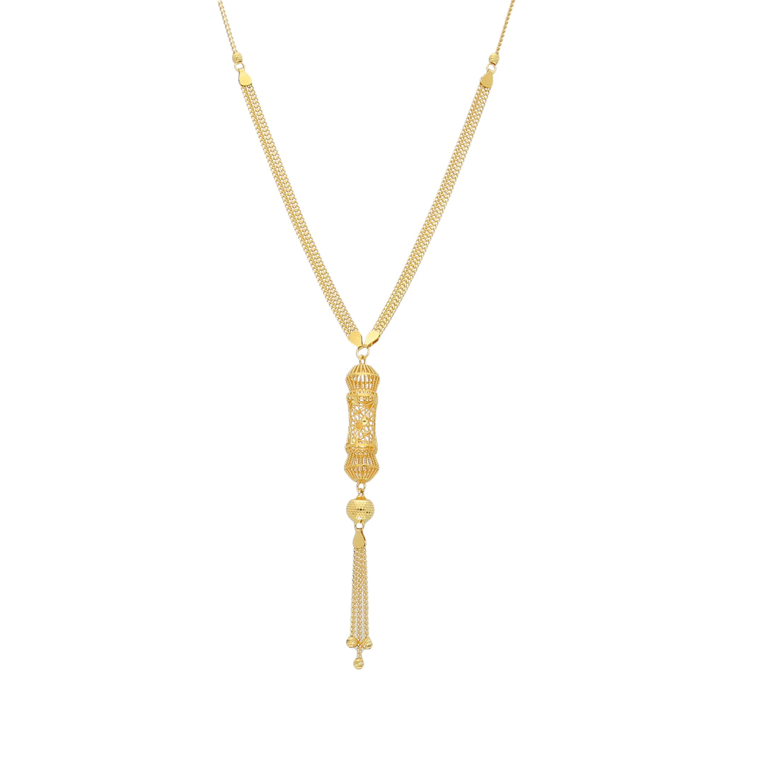 Gold Tassel Filigree Necklace 21KT - FKJNKL21KM11986