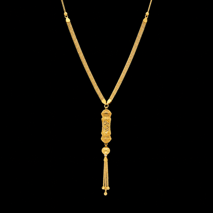 Gold Tassel Filigree Necklace 21KT - FKJNKL21KM11986