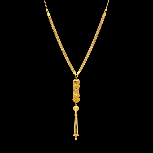 Gold Tassel Filigree Necklace 21KT - FKJNKL21KM11986