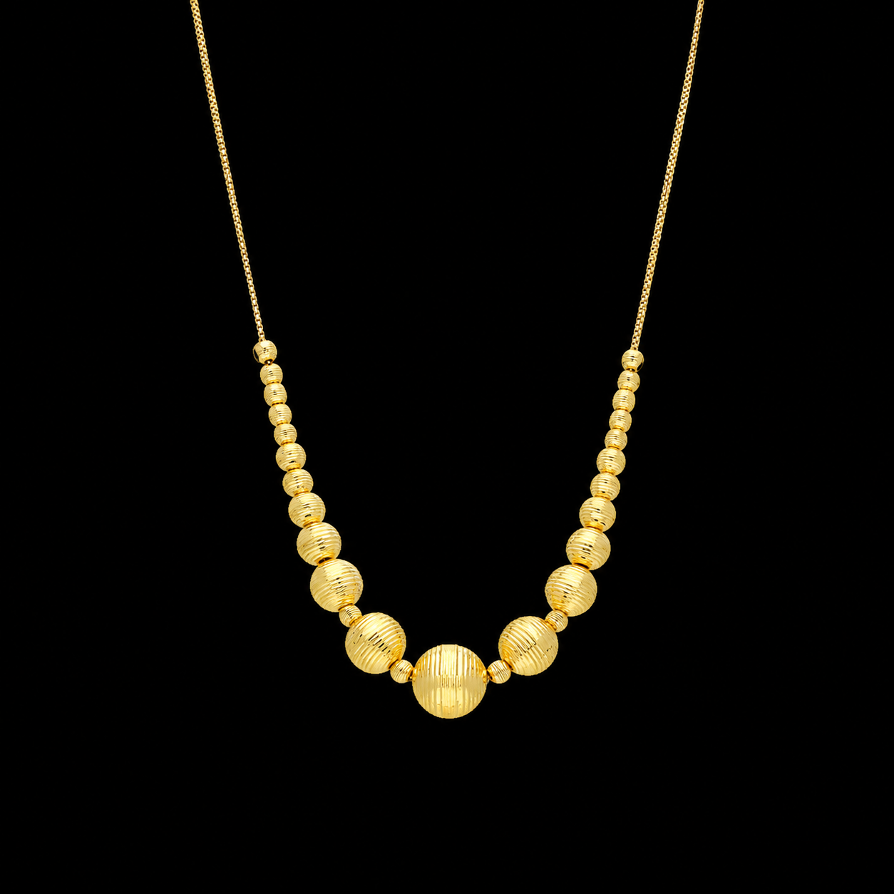 Gold Beads Necklace 21KT - FKJNKL21KM12003
