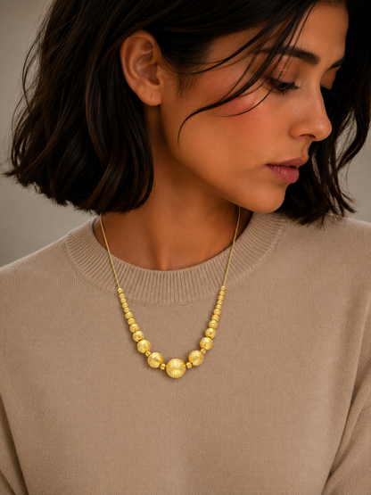 Gold Beads Necklace 21KT - FKJNKL21KM12003