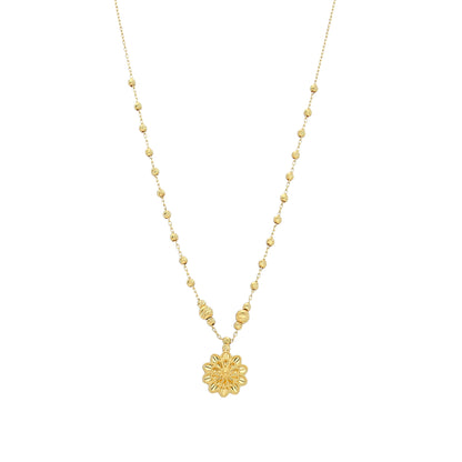 Gold Flower Shaped Necklace 21KT - FKJNKL21KM12006