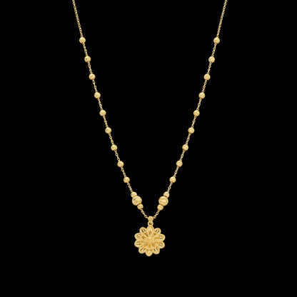 Gold Flower Shaped Necklace 21KT - FKJNKL21KM12006