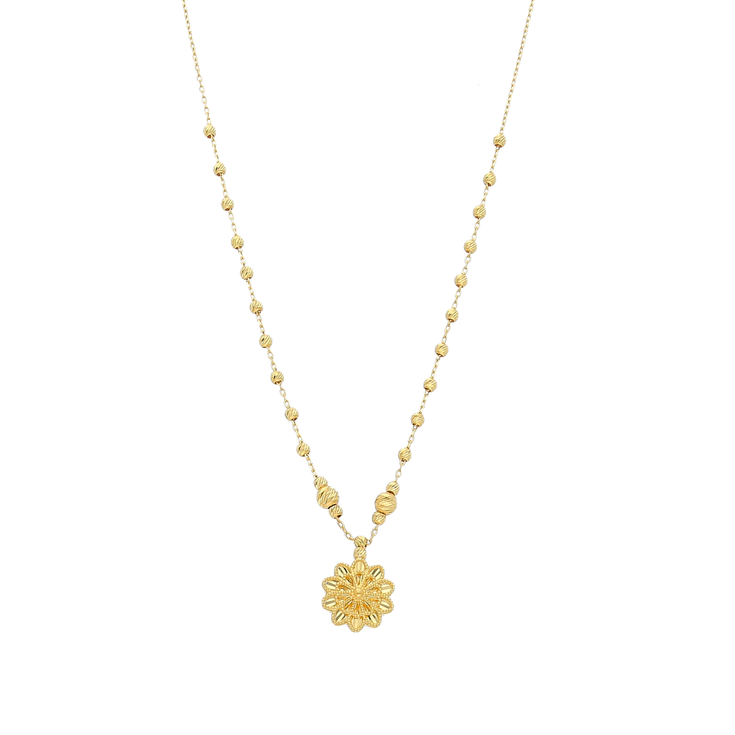 Gold Flower Shaped Necklace 21KT - FKJNKL21KM12006