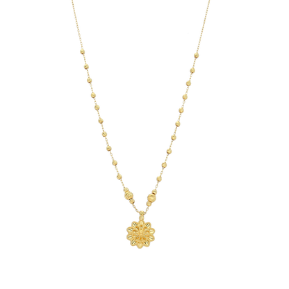 Gold Flower Shaped Necklace 21KT - FKJNKL21KM12006