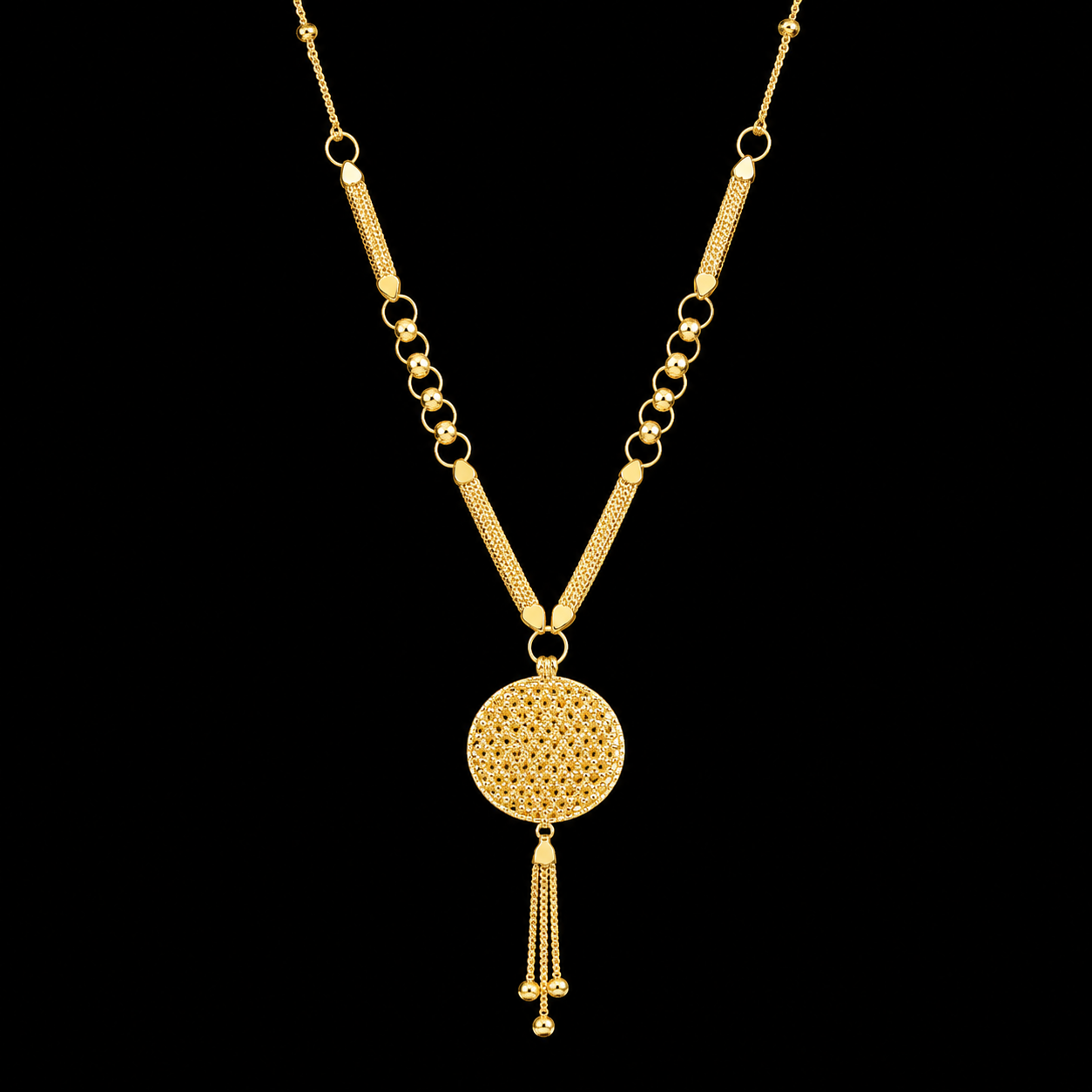 Gold Turkish Design Tassel Necklace 21KT - FKJNKL21KM12016