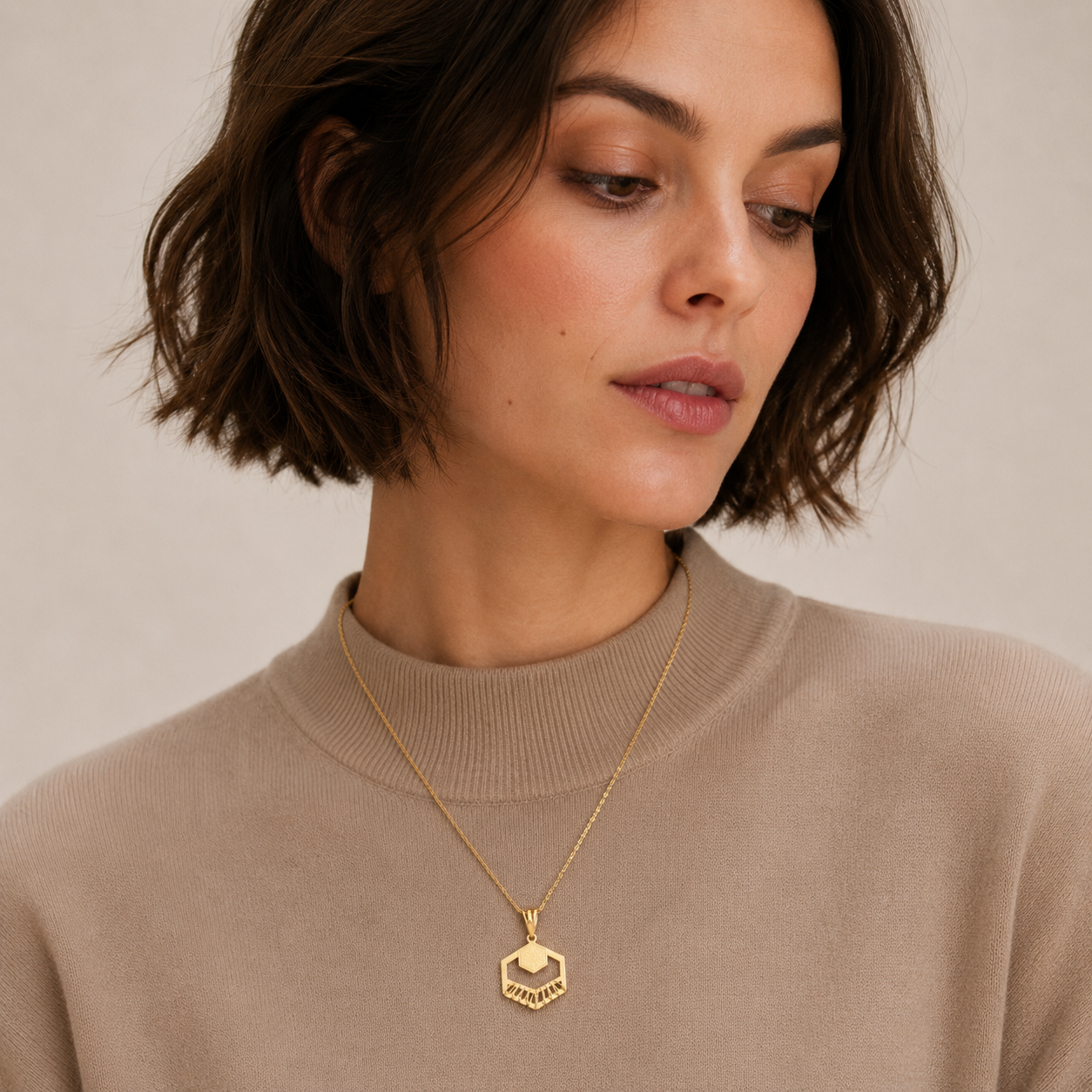Gold Necklace (Chain with Chic Pendant) 21KT - FKJNKL21KM12022
