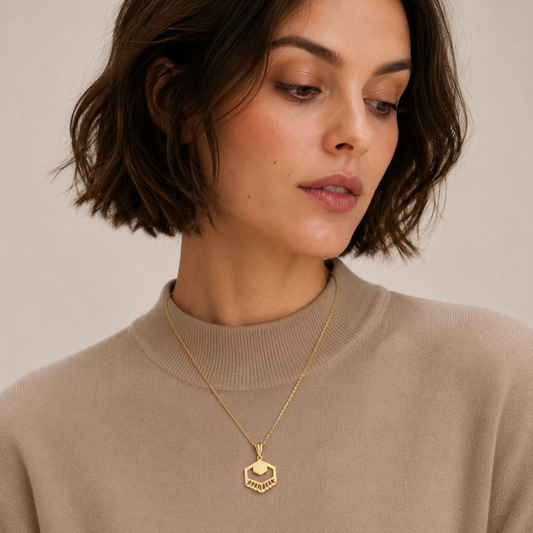 Gold Necklace (Chain with Chic Pendant) 21KT - FKJNKL21KM12022