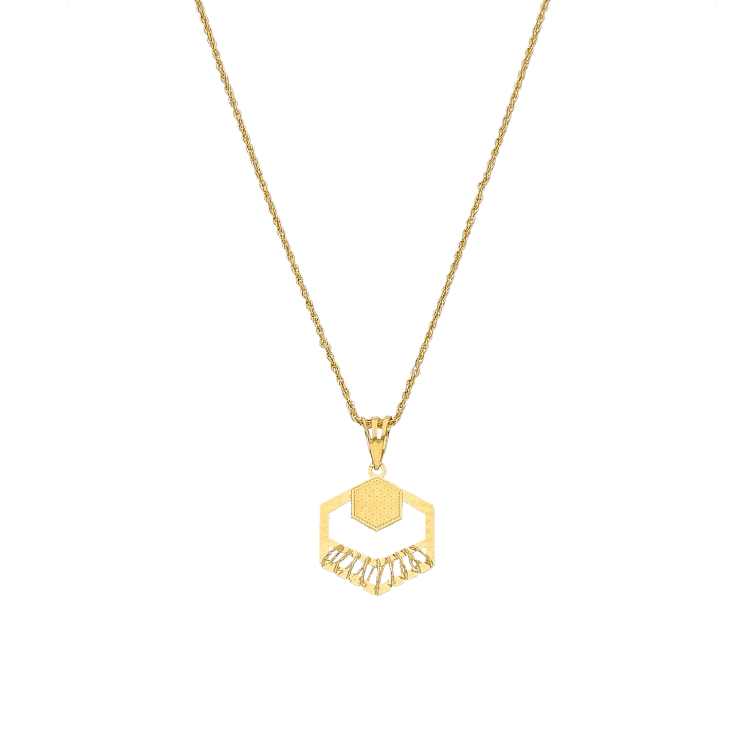 Gold Necklace (Chain with Chic Pendant) 21KT - FKJNKL21KM12022