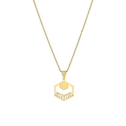 Gold Necklace (Chain with Chic Pendant) 21KT - FKJNKL21KM12022