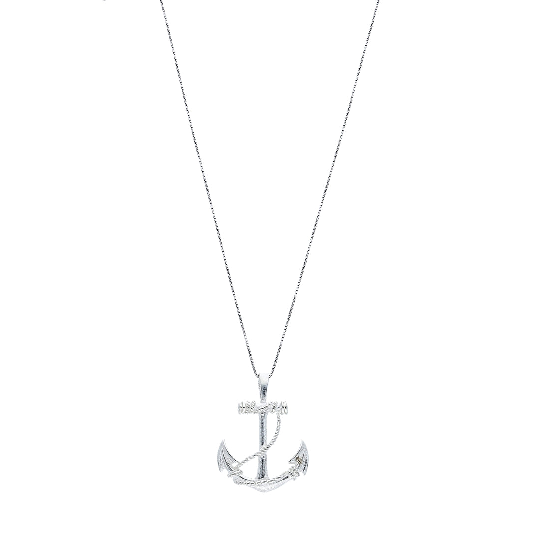 Sterling Silver 925 Anchor Necklace (Chain with Pendant) - FKJNKLSL11088