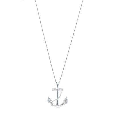 Sterling Silver 925 Anchor Necklace (Chain with Pendant) - FKJNKLSL11088