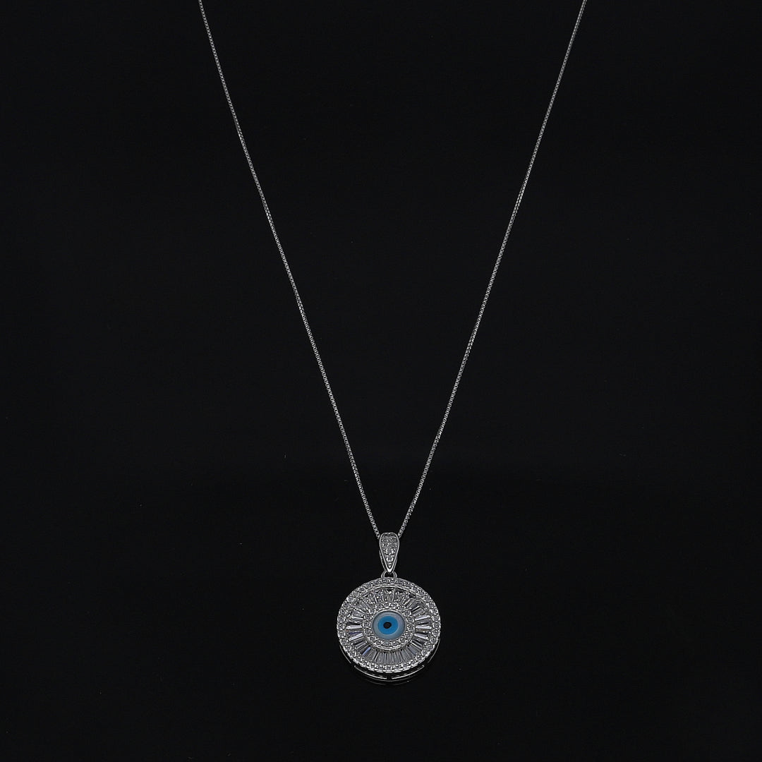Sterling Silver 925 Evil Eye Charm Necklace (Chain with Pendant) - FKJNKLSL11089