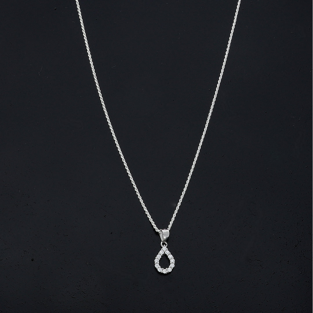 Sterling Silver 925 Sparkling Teardrop Necklace (Chain with Pendant) - FKJNKLSL11097