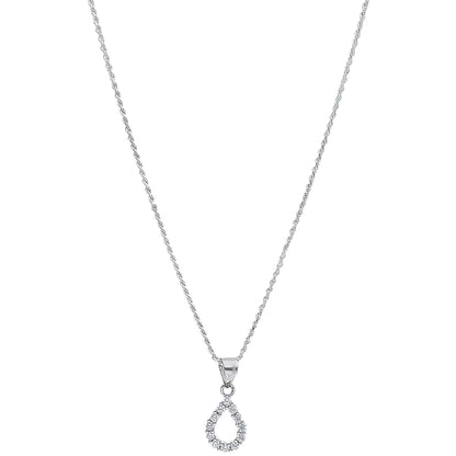 Sterling Silver 925 Sparkling Teardrop Necklace (Chain with Pendant) - FKJNKLSL11097