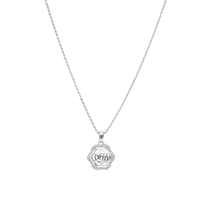 Sterling Silver 925 Rose Necklace (Chain with Pendant) - FKJNKLSL11098